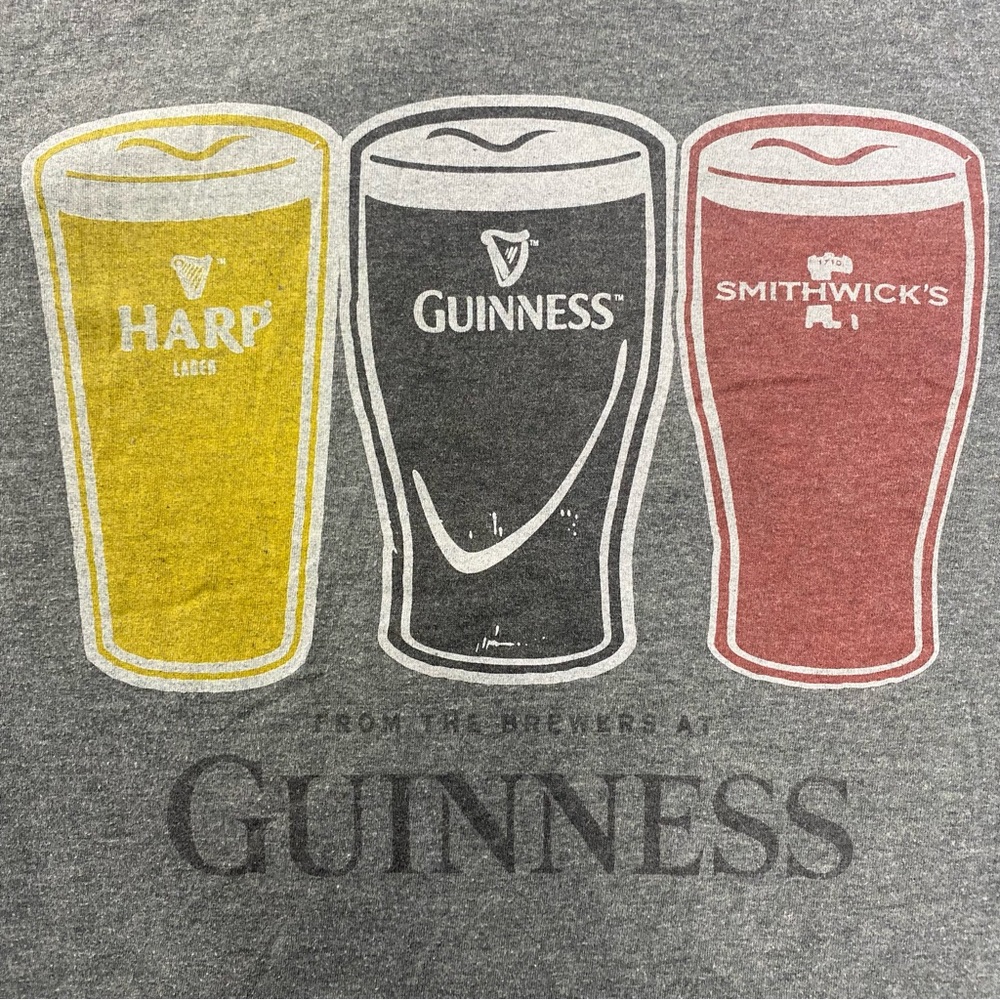 Guinness T-Shirt Charcoal Gray Graphic Print Size L~ - Picture 4 of 9
